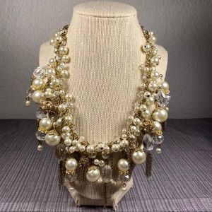Statement necklace pearls and crystals